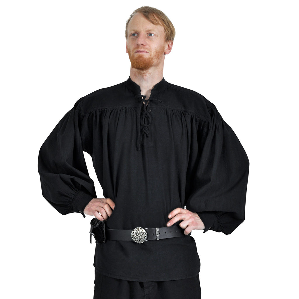 Immagine del prodotto Camicia medievale con colletto alla coreana e allacciatura Friedrich nera