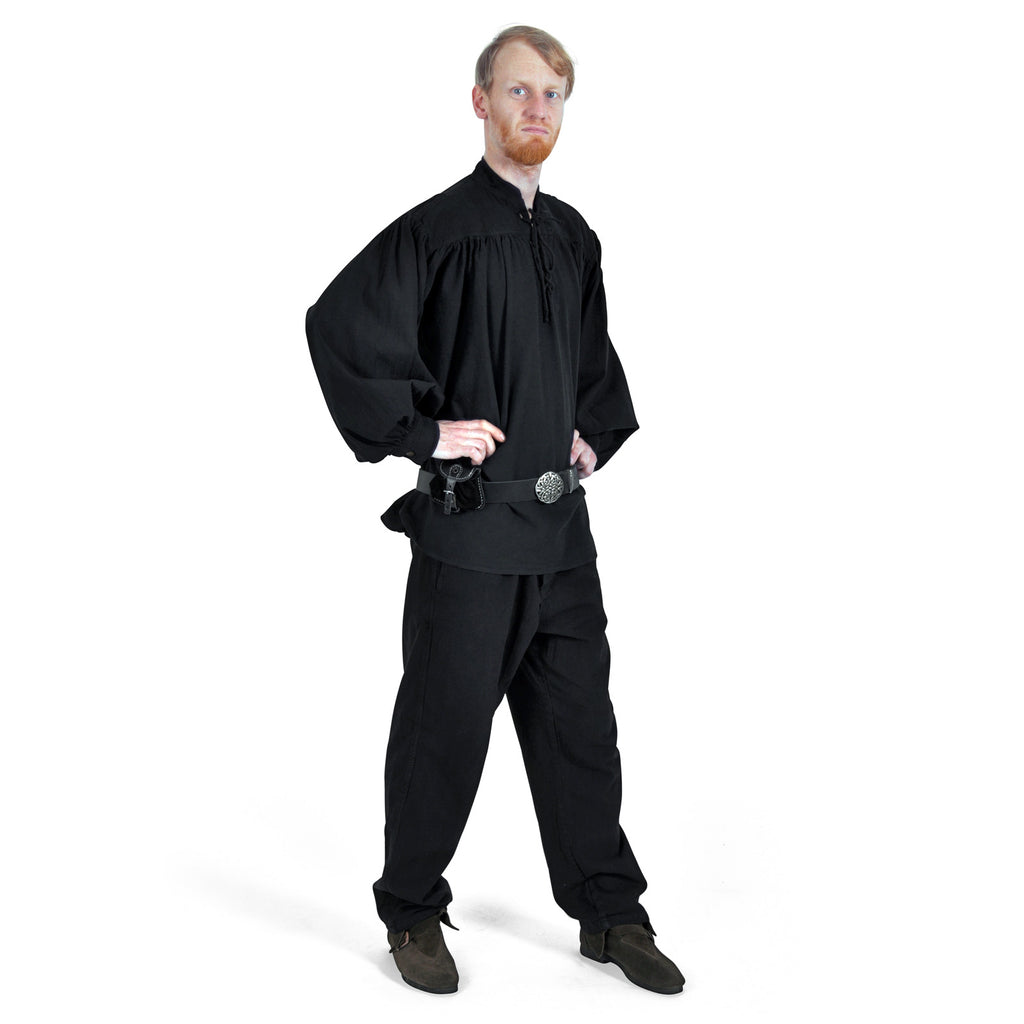 Immagine del prodotto Camicia medievale con colletto alla coreana e allacciatura Friedrich nera