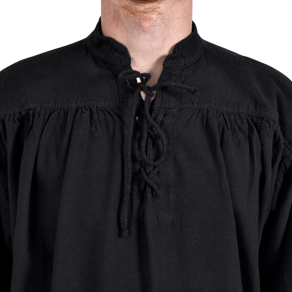 Immagine del prodotto Camicia medievale con colletto alla coreana e allacciatura Friedrich nera