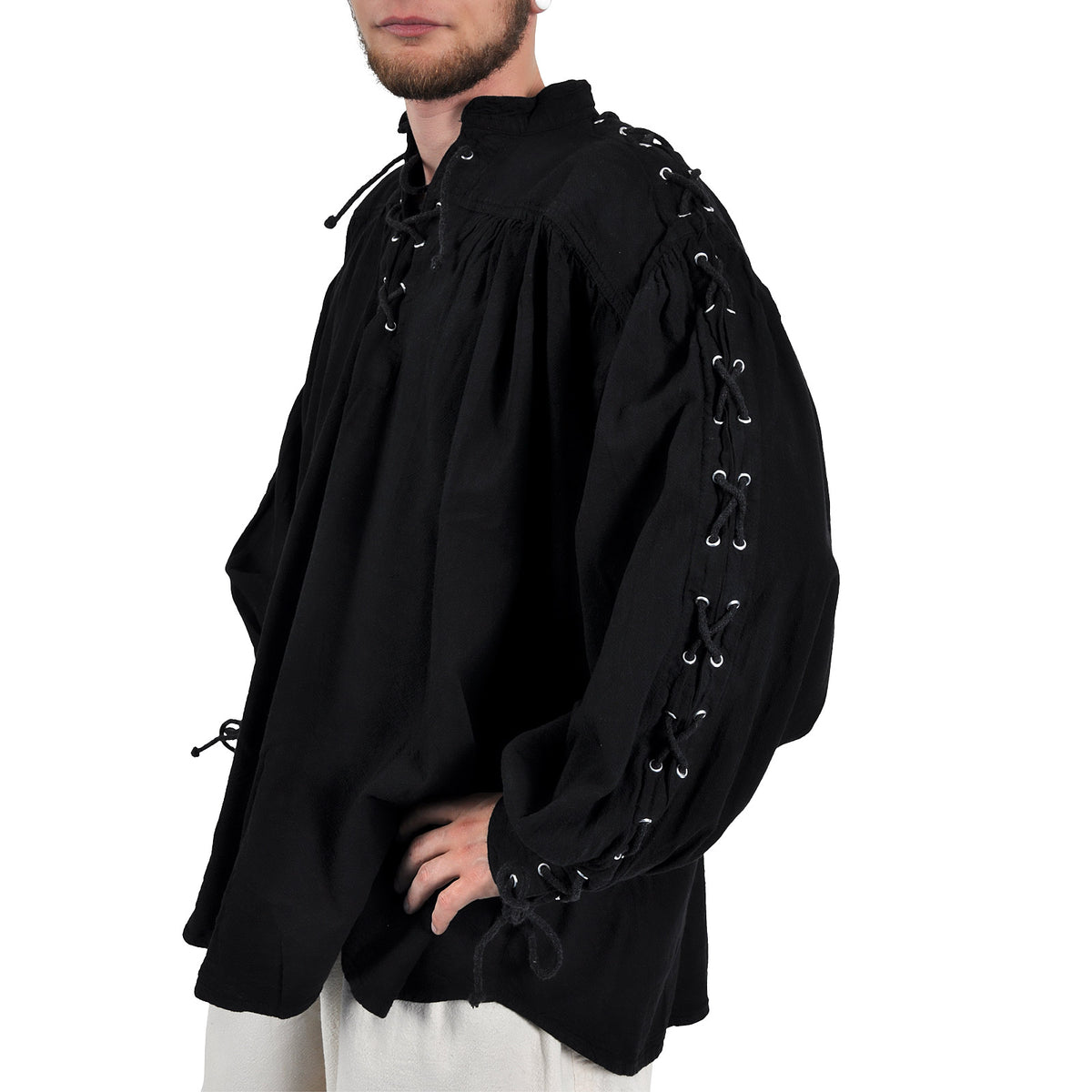 Immagine del prodotto Camicia medievale con lacci e occhielli Adrian nera
