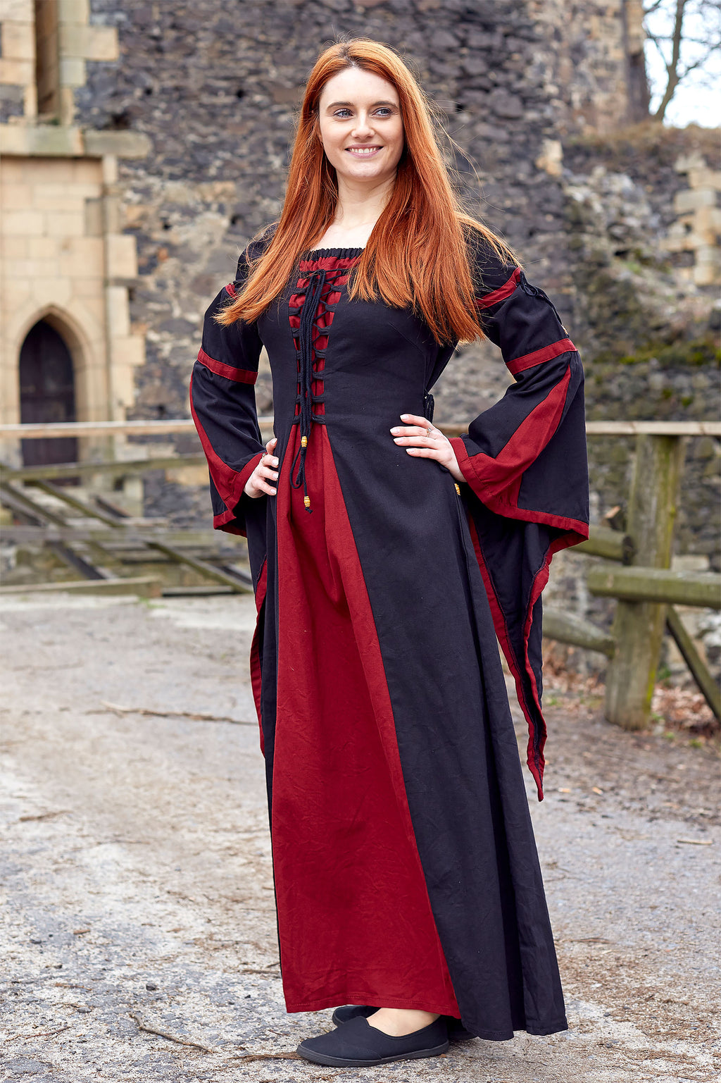 Produktbild Elisa - Mittelalterkleid rot-schwarz