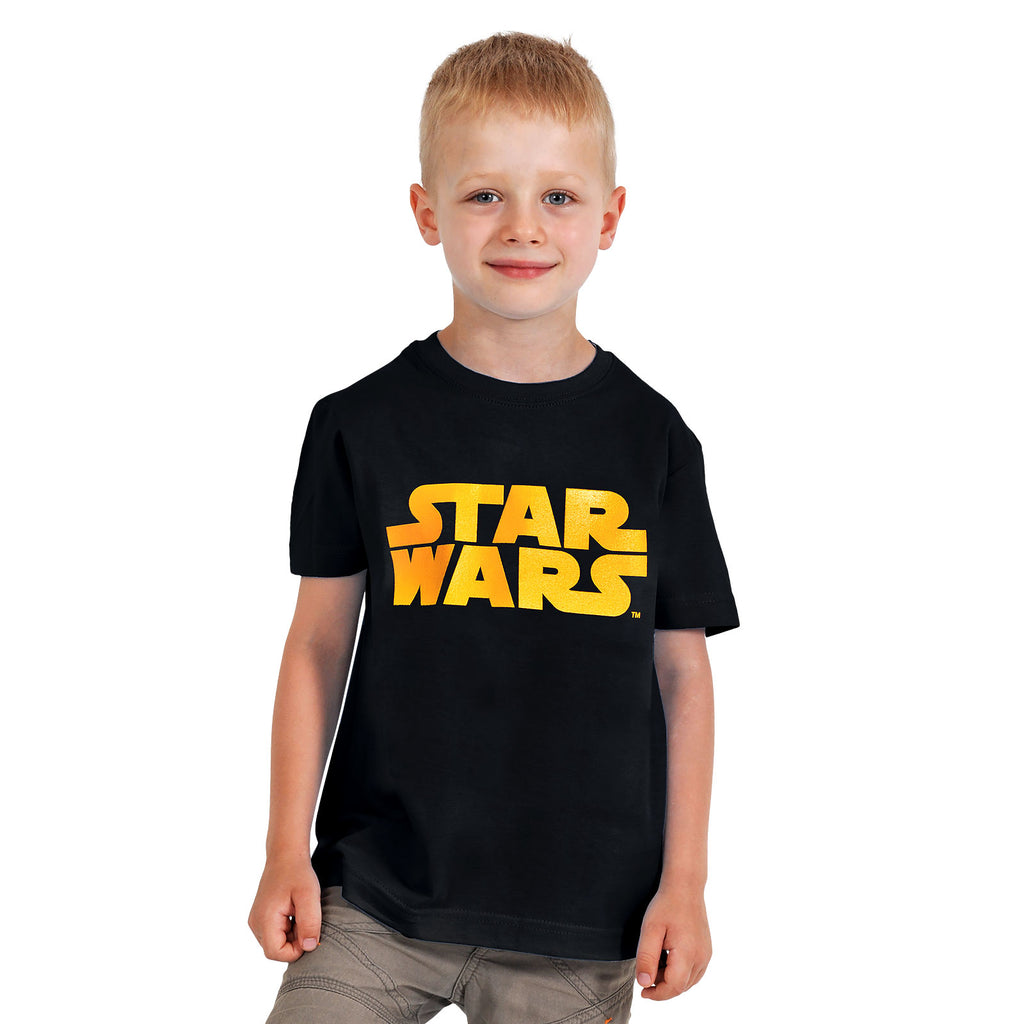 Produktbild Star Wars - Orange Logo Kinder Shirt schwarz