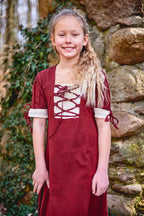 Image produit Robe d'été médiévale pour enfants rouge beige