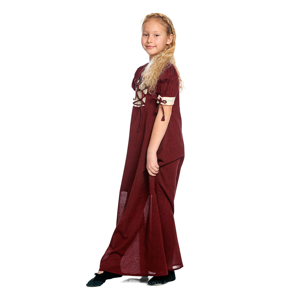 Image produit Robe d'été médiévale pour enfants rouge beige