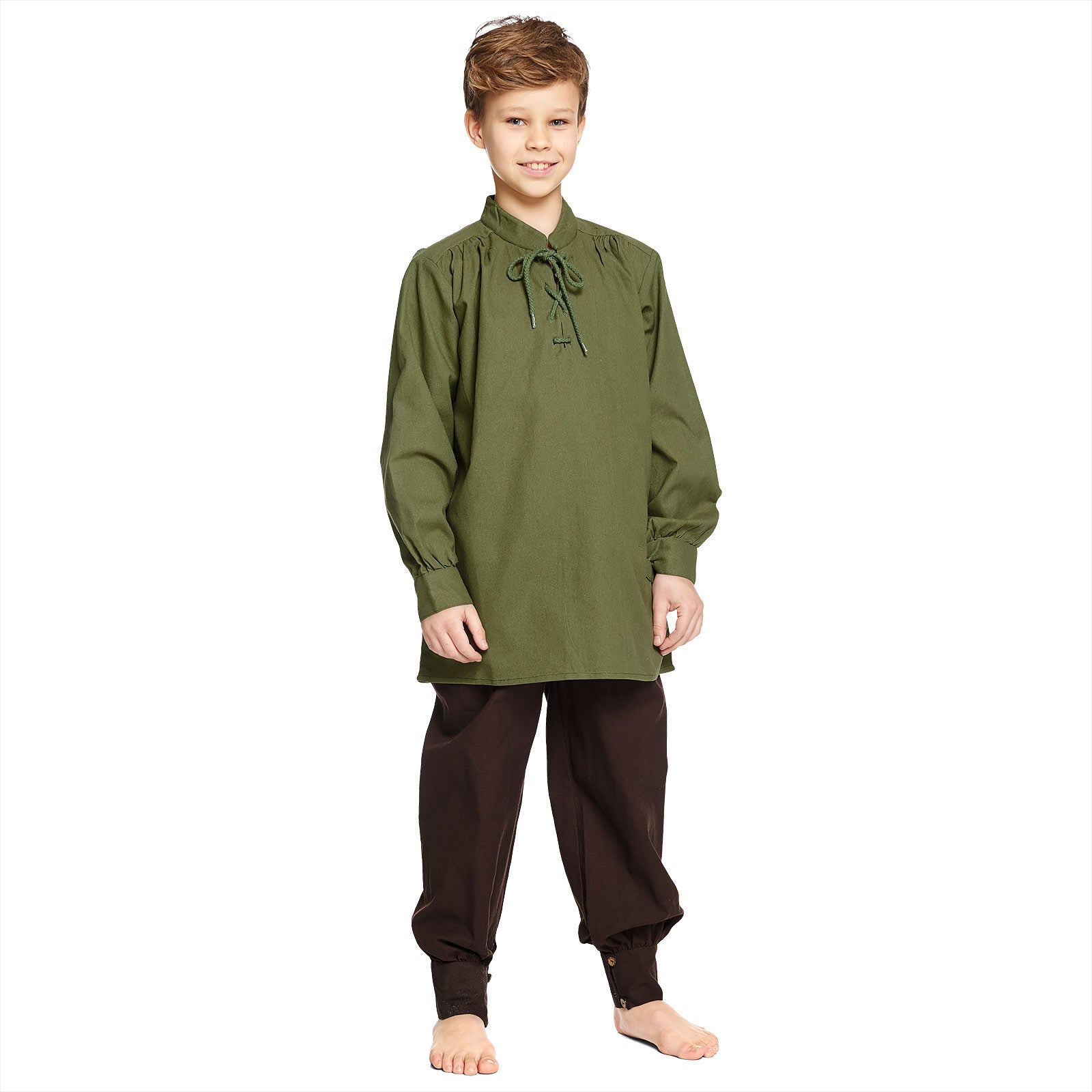 Produktbild Mittelalter Hemd Kinder mit edler Rückenschnürung grün