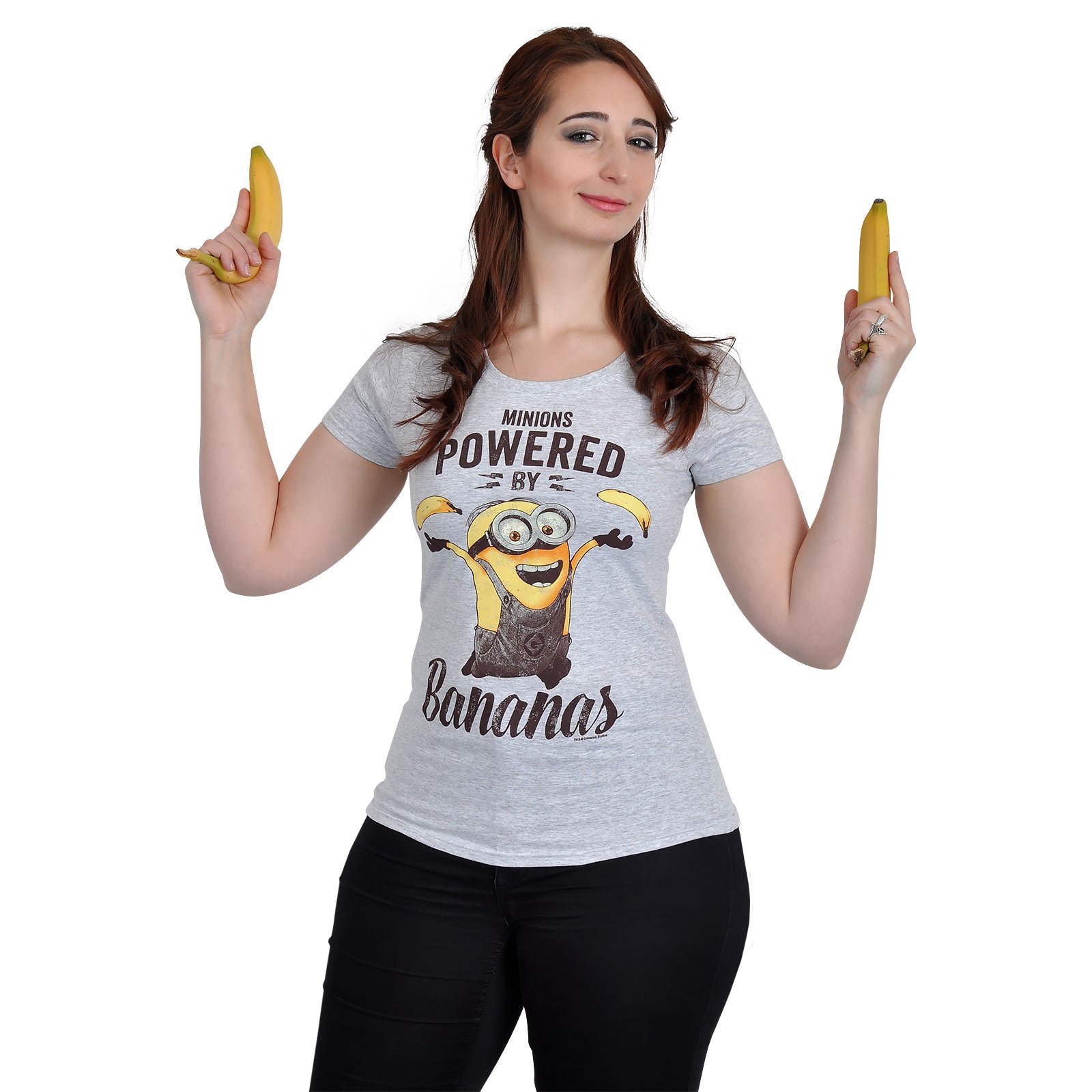 Immagine del prodotto Minions - Maglietta da ragazza Powered By Bananas grigia