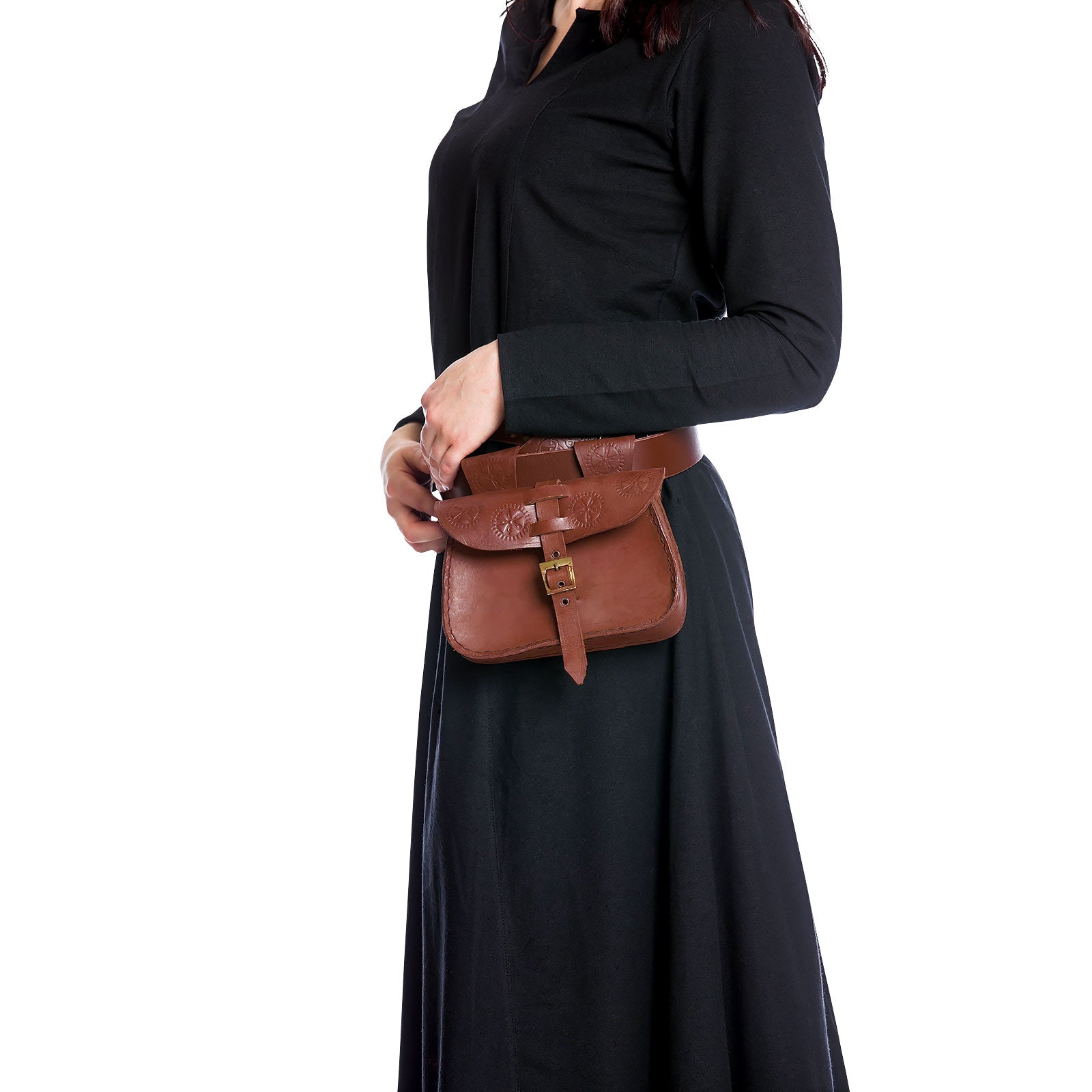 Image produit Bourse de ceinture médiévale avec embossage marron