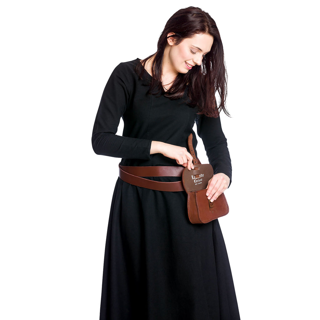 Image produit Bourse de ceinture médiévale avec embossage marron