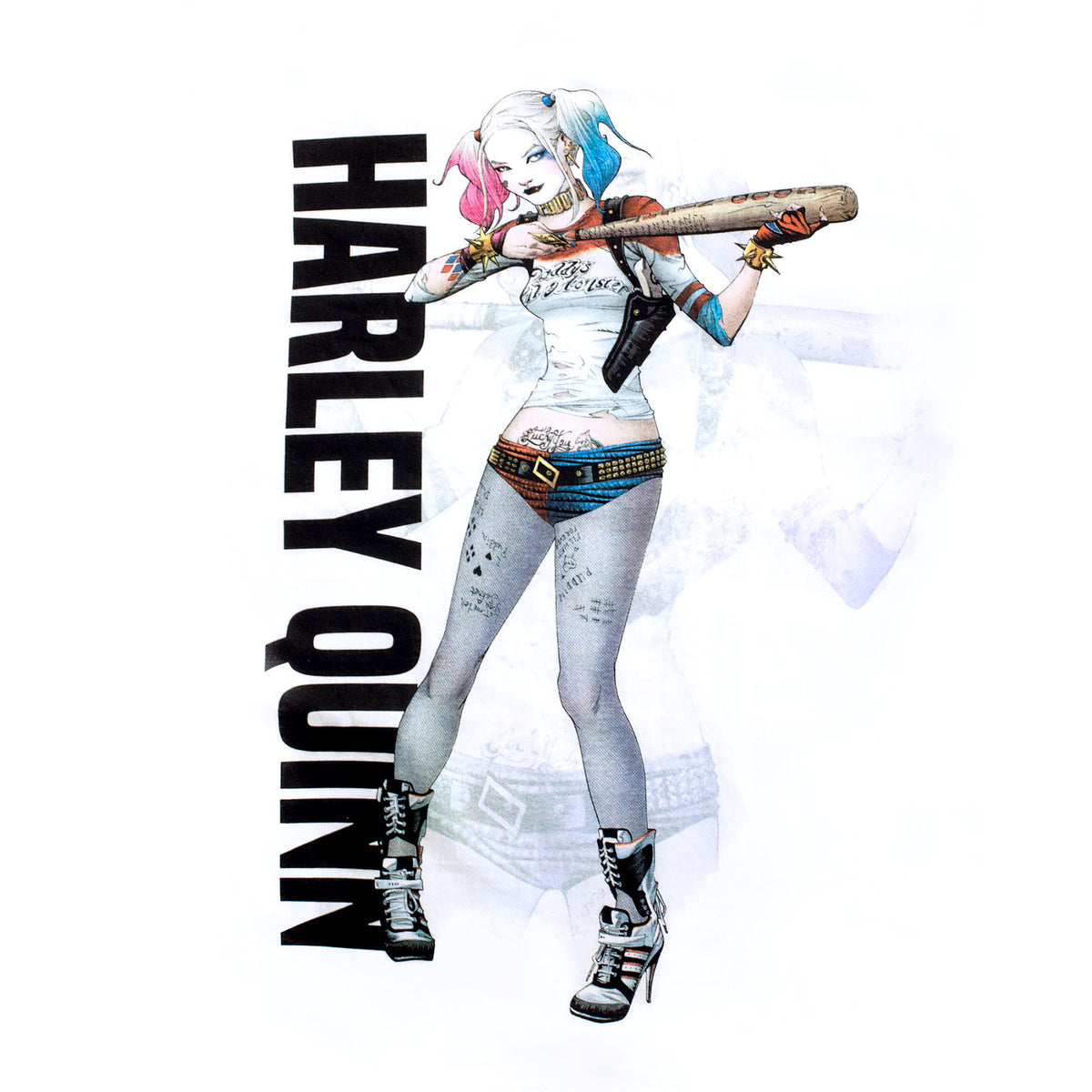 Image produit Suicide Squad - T-shirt affiche Harley Quinn blanc