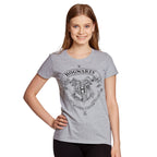 Image produit Harry Potter - T-shirt femme gris avec blason de Poudlard