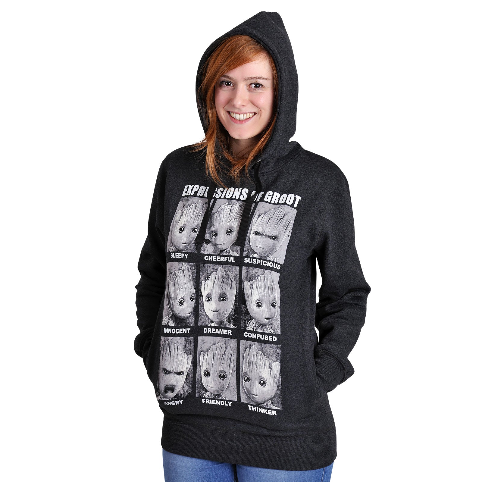 Image produit Gardiens de la Galaxie - Sweat à capuche Groot Expressions Gris
