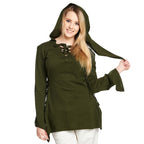 Image produit Blouse Médiévale Lea avec Capuche Verte