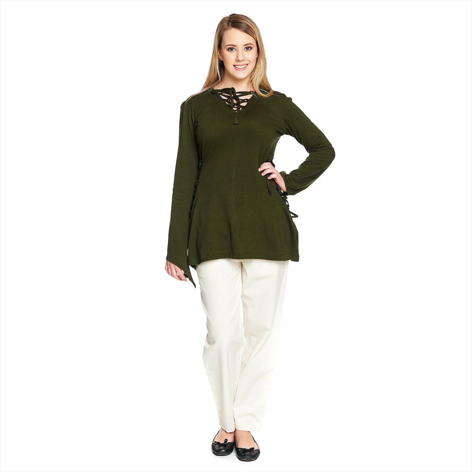 Image produit Blouse Médiévale Lea avec Capuche Verte