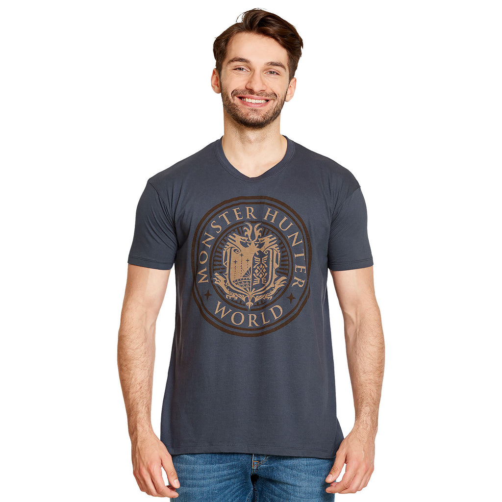 Image produit Monster Hunter - T-shirt logo du monde bleu
