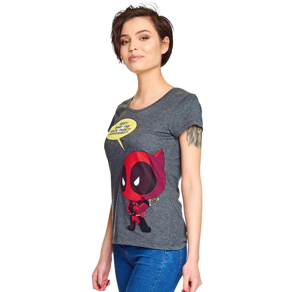 Image produit Deadpool - T-Shirt Chibi pour femmes gris