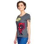Image produit Deadpool - T-Shirt Chibi pour femmes gris