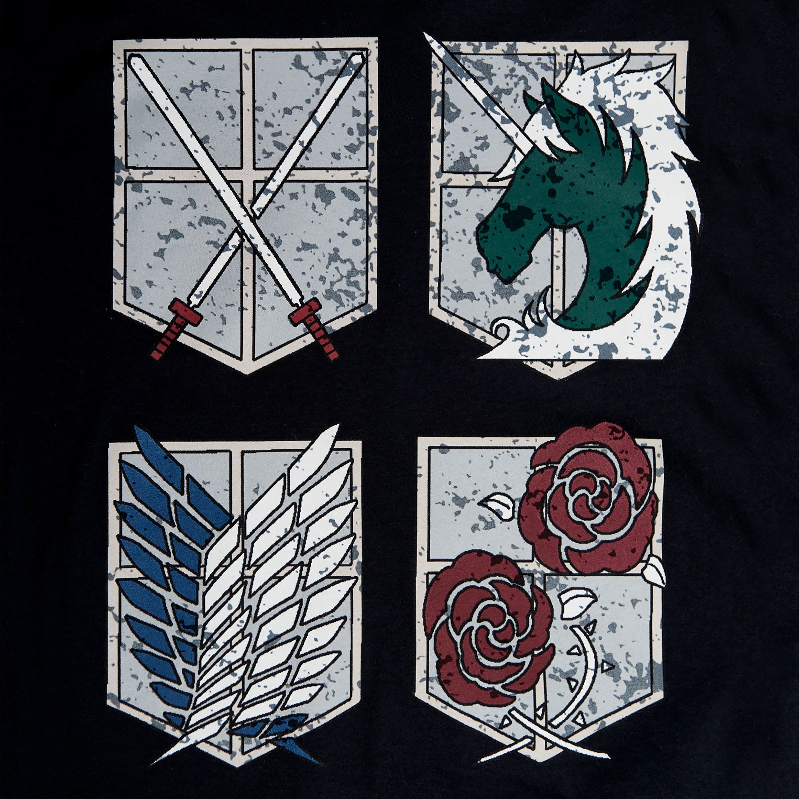 Image produit Attack on Titan - T-shirt Shields des divisions militaires