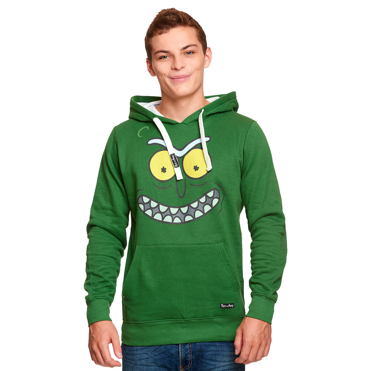 Image produit Rick et Morty - Sweat à capuche visage de Pickle Rick vert