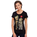 Image produit Les Gardiens de la Galaxie - T-shirt femme noir bouton Groot