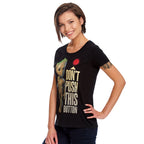 Image produit Les Gardiens de la Galaxie - T-shirt femme noir bouton Groot