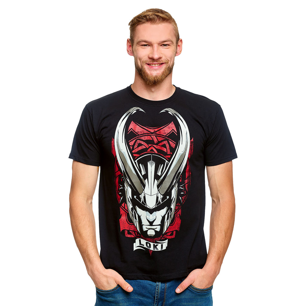 Image produit Loki - T-shirt casque à cornes noir