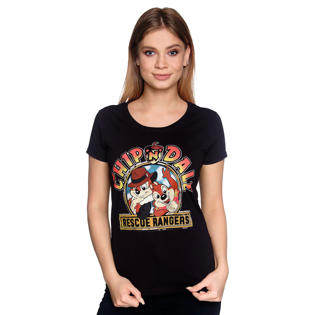 Image produit Chip et Dale - Rescue Rangers T-shirt femme coupe décontractée noir