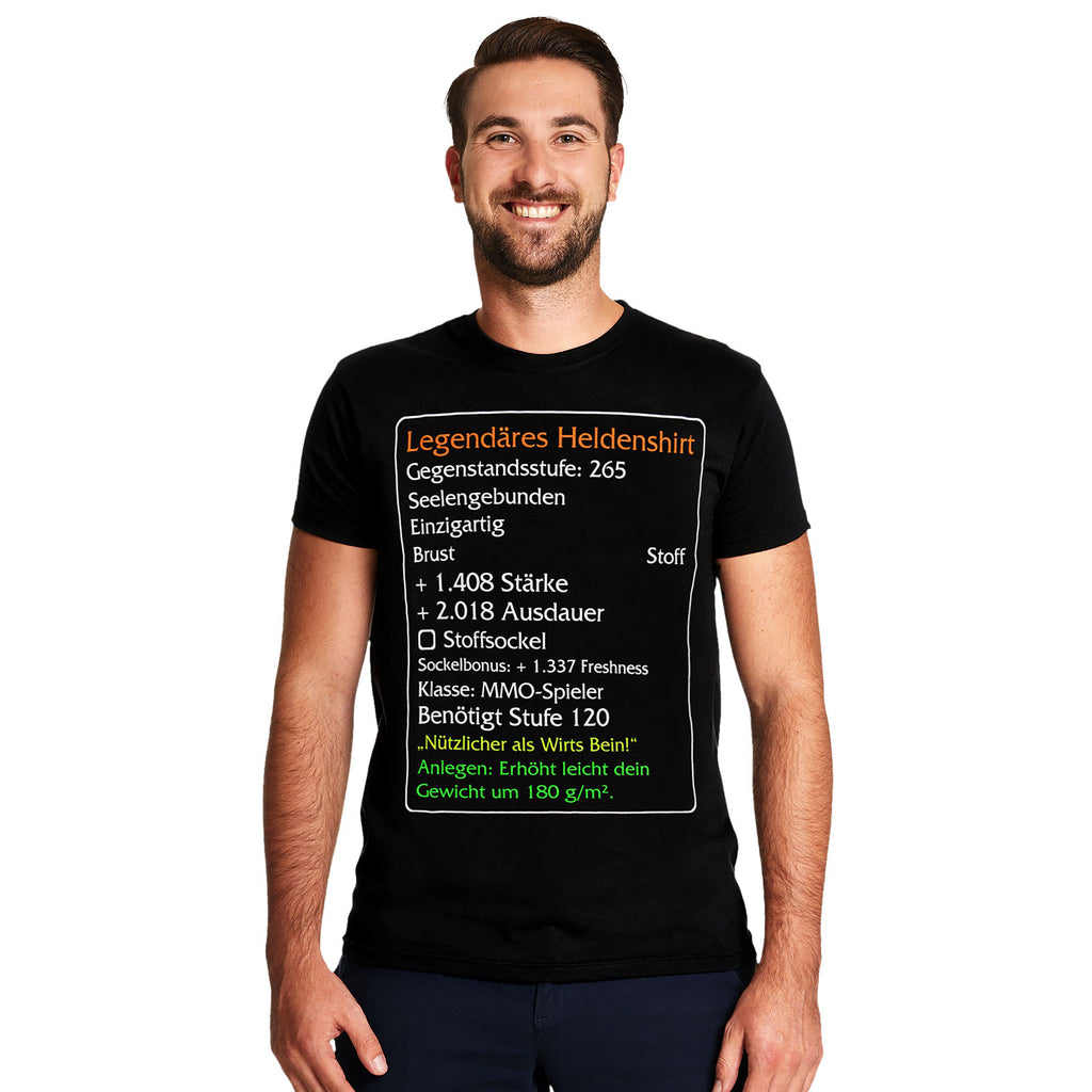 Immagine del prodotto T-shirt nera eroe leggendario livello 120