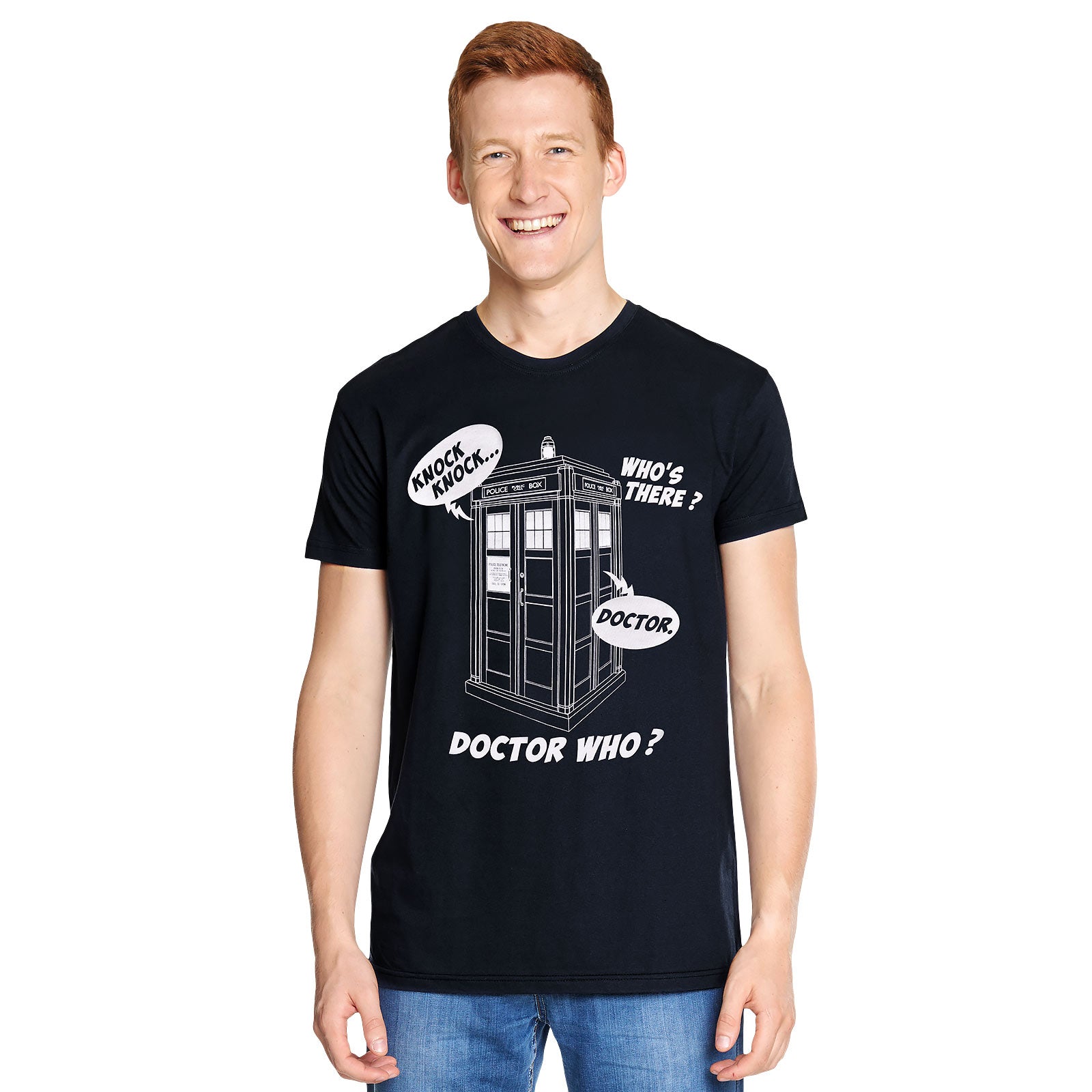 Immagine del prodotto Doctor Who - T-shirt blu Tardis Knock Knock