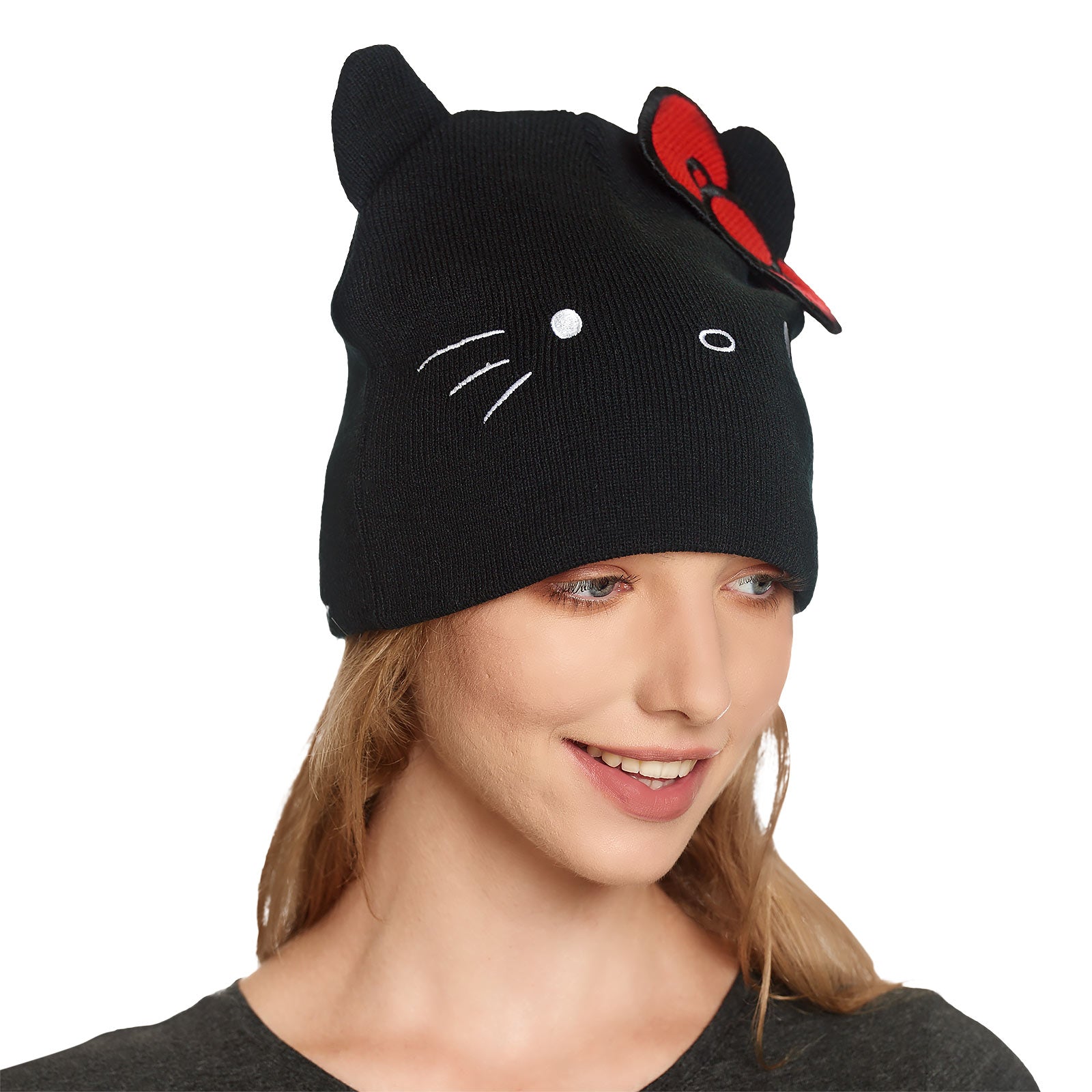 Image produit Bonnet Hello Kitty avec oreilles et noeud