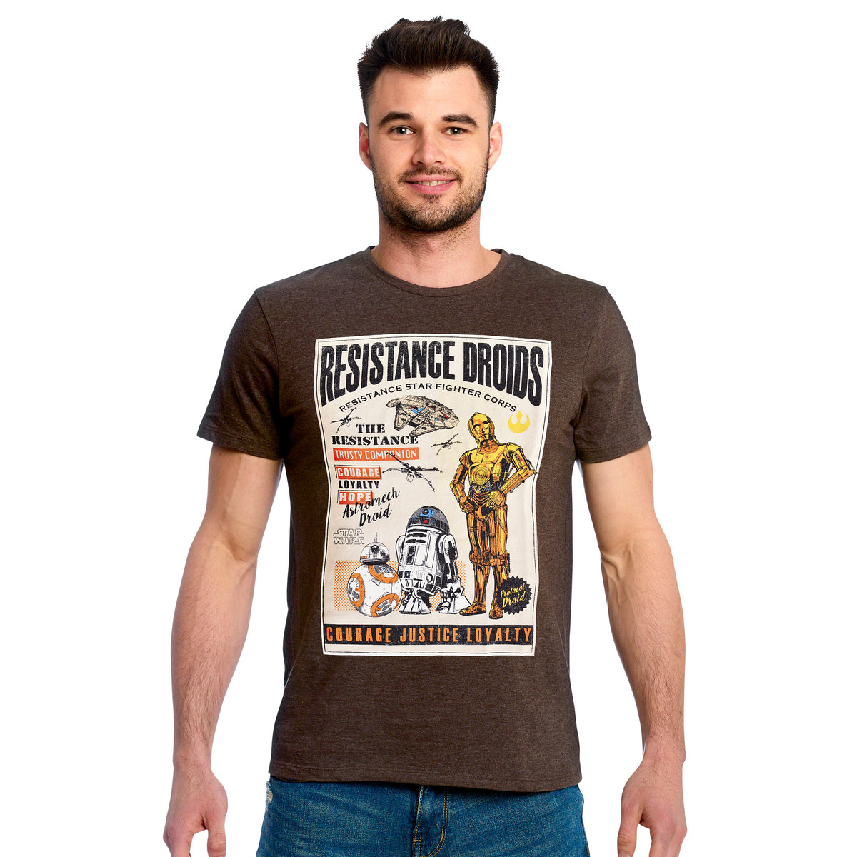 Immagine del prodotto Star Wars - T-shirt Droids della Resistenza marrone