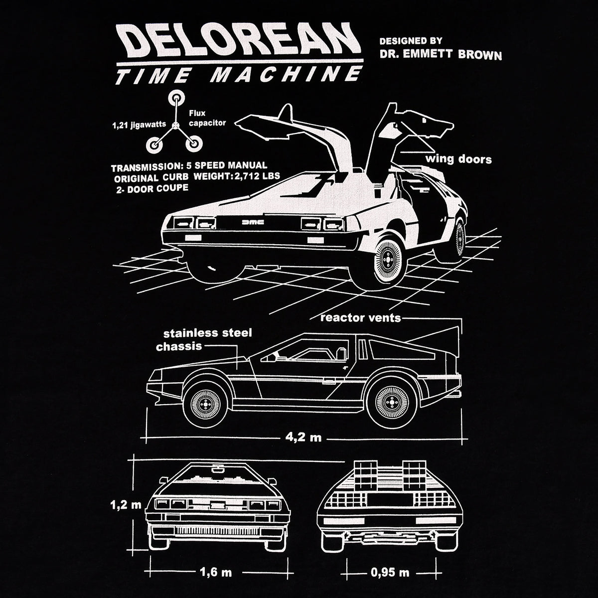 Image produit Retour vers le futur - T-shirt DeLorean noir