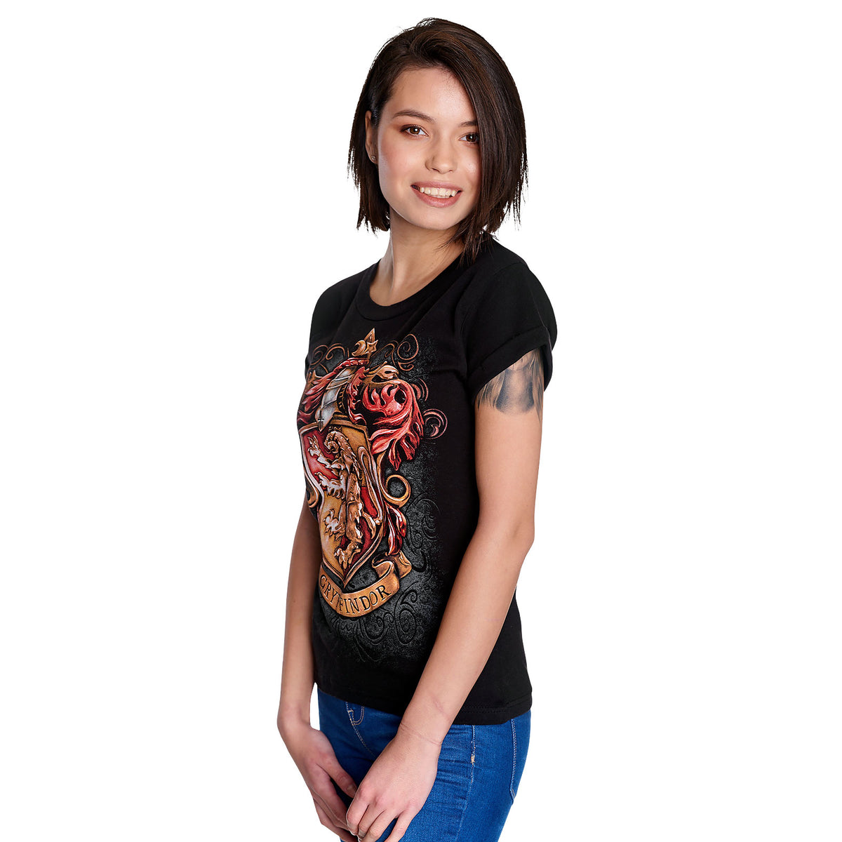 Immagine del prodotto Harry Potter - T-shirt da donna nera con stemma di Grifondoro
