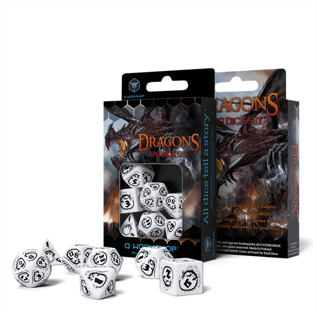 Image produit Set de dés Dragons RPG 7pcs blanc