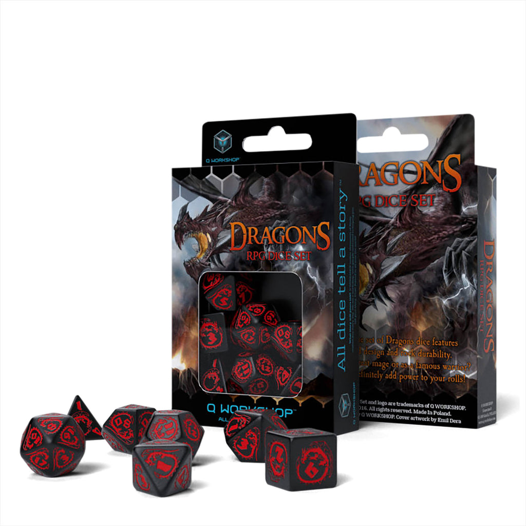 Produktbild Dragons RPG Würfel Set 7tlg schwarz