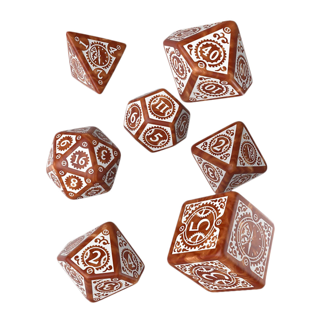 Produktbild Steampunk Clockwork RPG Würfel Set 7tlg braun-weiß