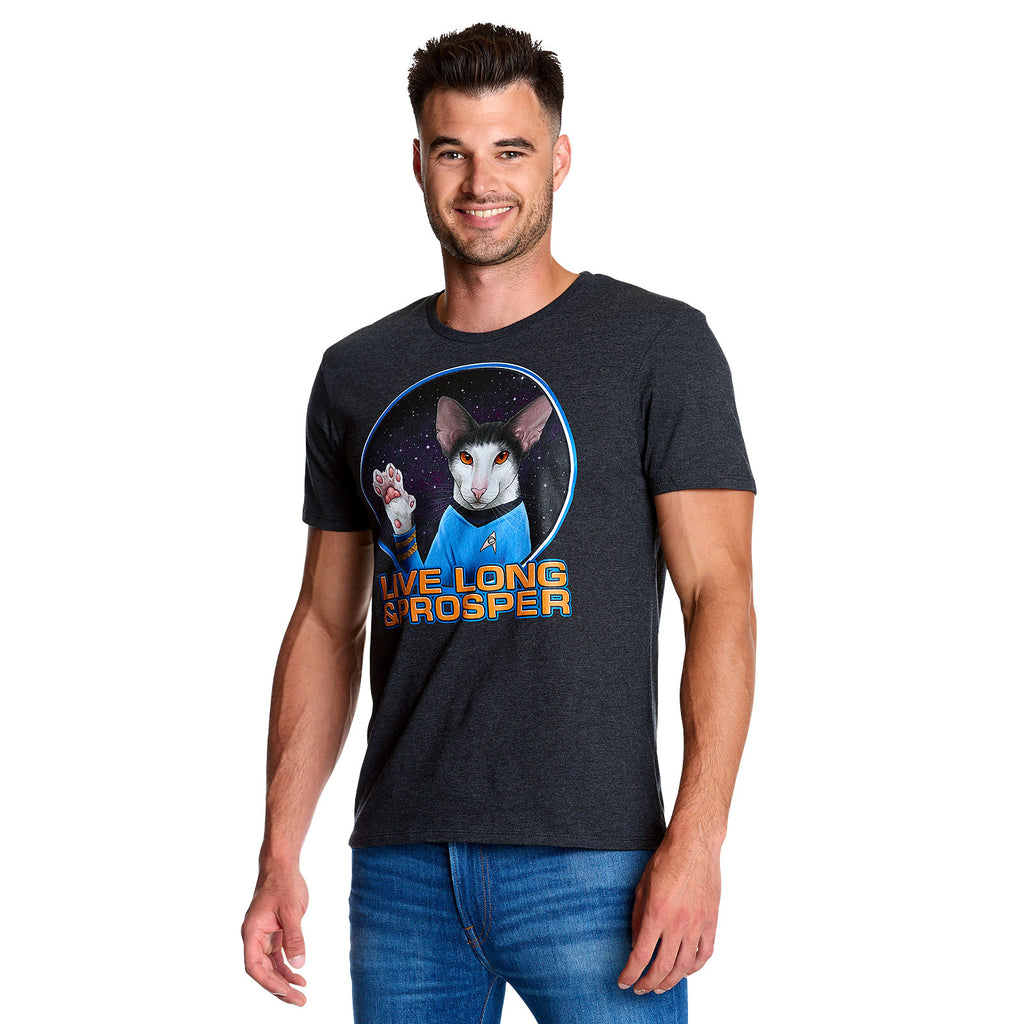 Produktbild Star Trek - Cat Spock Live Long and Prosper T-Shirt grau