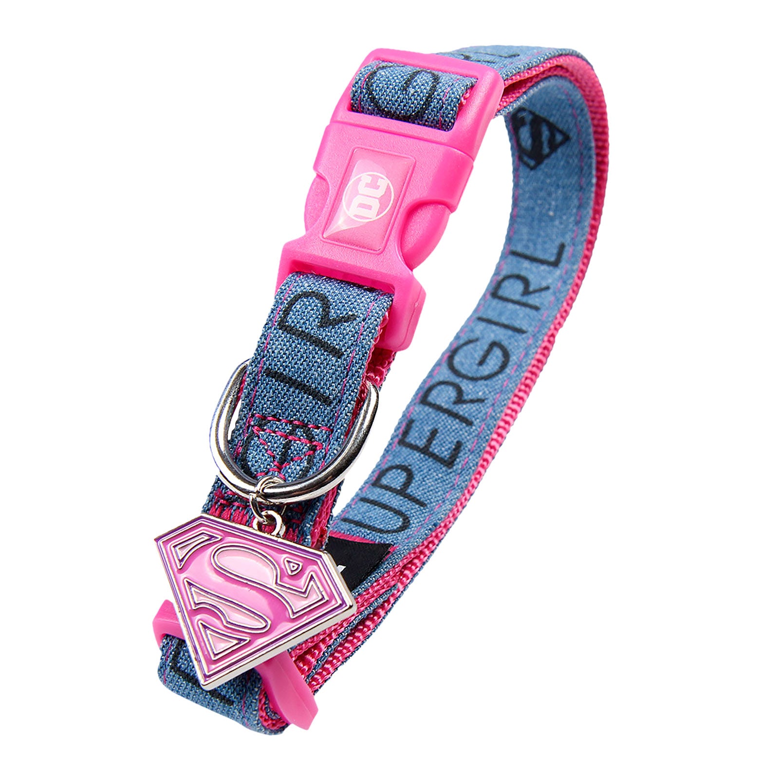 Image produit Collier Supergirl Click pour chiens rose-bleu