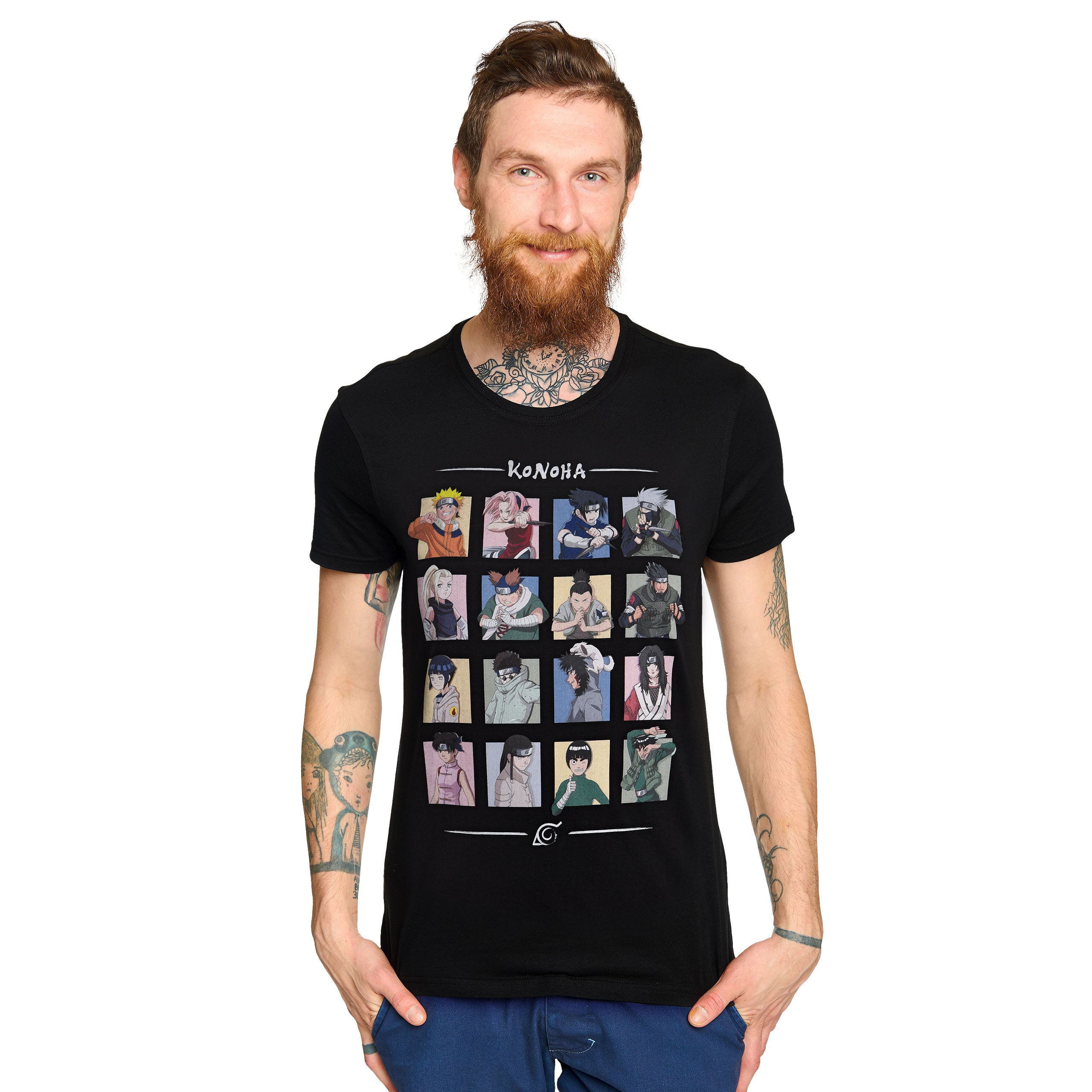 Immagine del prodotto Naruto - T-shirt nera con i personaggi di Konoha