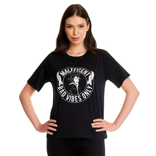 Image produit Maléfique - T-shirt femme Bad Vibes Only noir