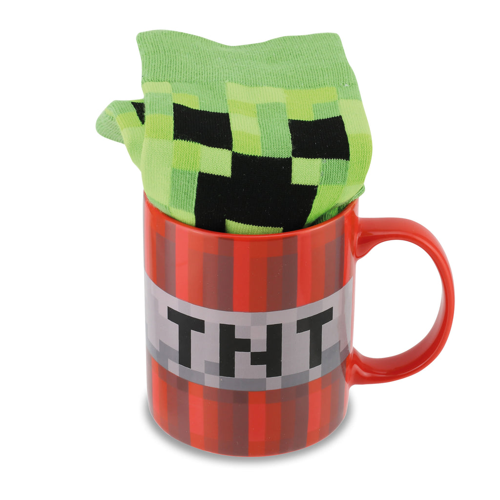 Produktbild Minecraft - Creeper Socken und TNT Tasse Set