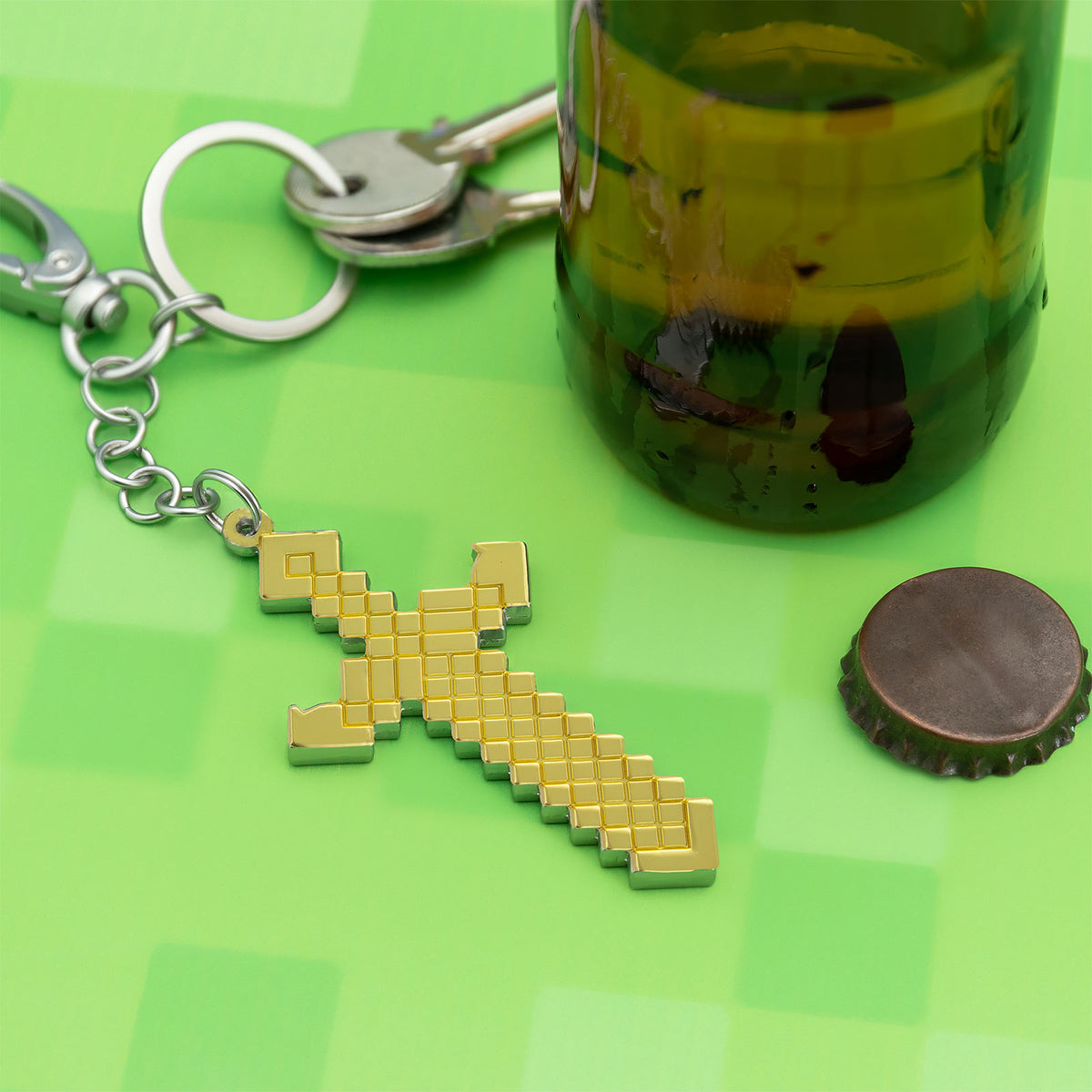 Image produit Décapsuleur et porte-clés en forme d'épée - Minecraft
