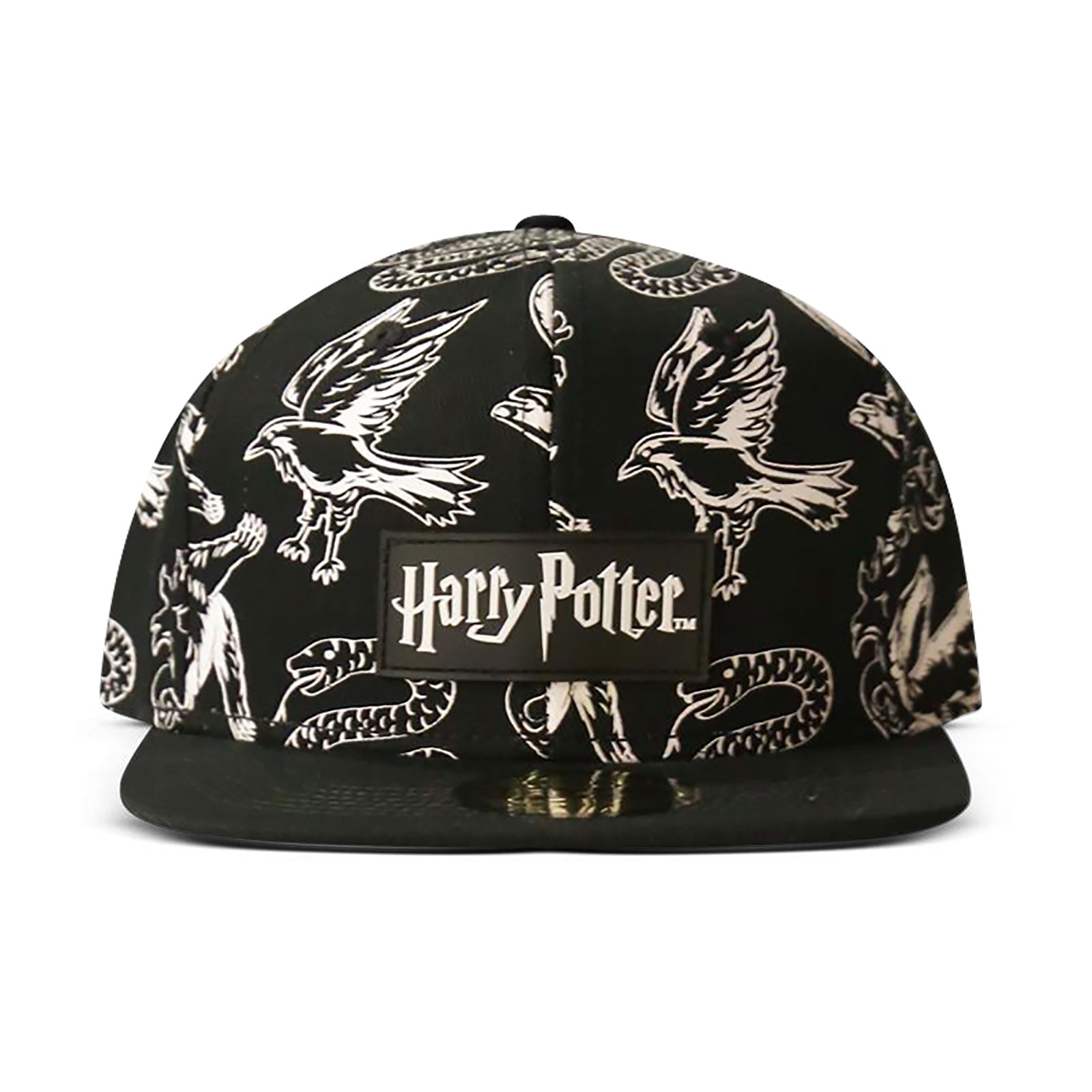 Immagine del prodotto Harry Potter - Cappellino Snapback nero e bianco con gli animali dello stemma di Hogwarts