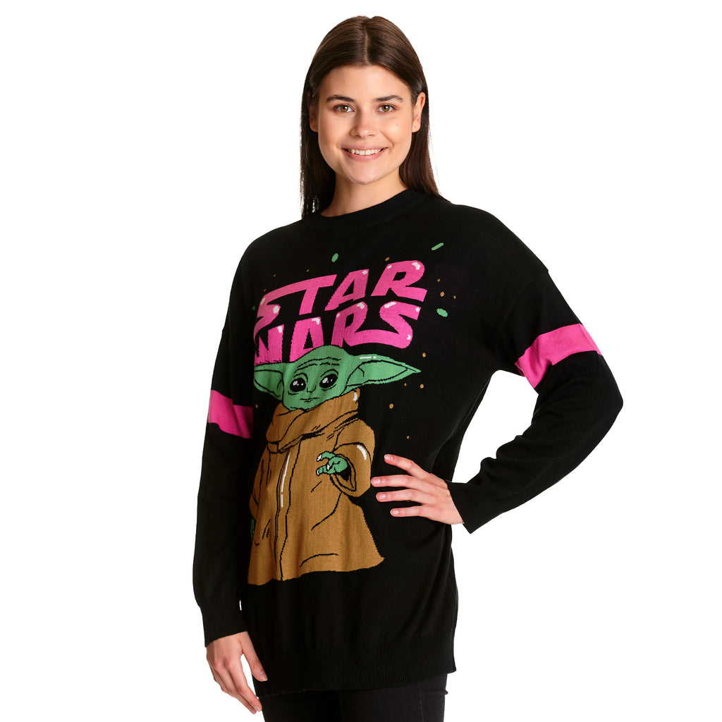 Image produit Pull Oversize Grogu Noir - Star Wars The Mandalorian