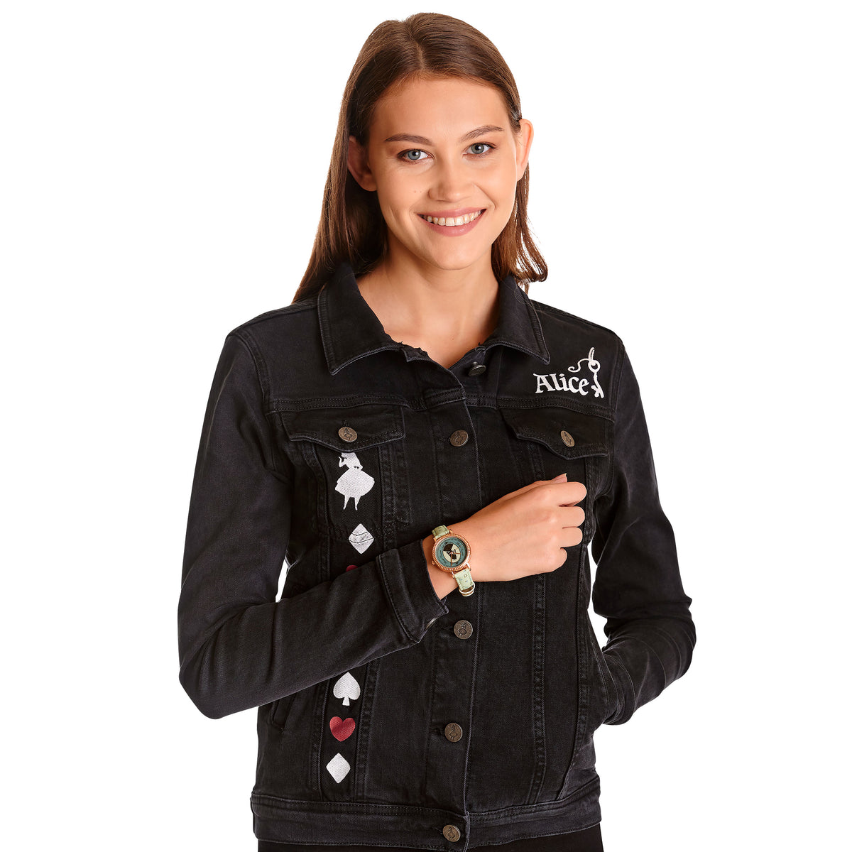 Produktbild Alice im Wunderland - Jeansjacke Damen schwarz