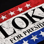 Immagine del prodotto T-shirt nera 'For President' per fan di Loki