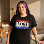 Immagine del prodotto T-shirt nera 'For President' per fan di Loki