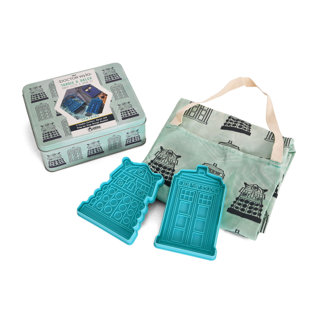 Immagine del prodotto Doctor Who - Tardis e Dalek Scatola per biscotti con stampini e grembiule