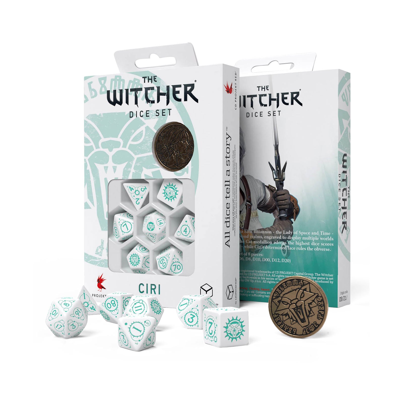 Product image Witcher - Ciri RPG Dice Set 7pcs with Collector's Coin