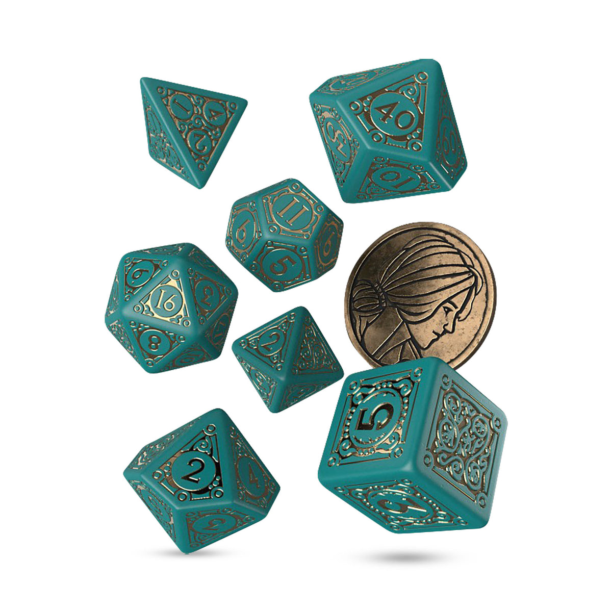 Immagine del prodotto Witcher - Triss Bellissima Guaritrice Set di Dadi RPG 7 pezzi con Moneta da Collezione