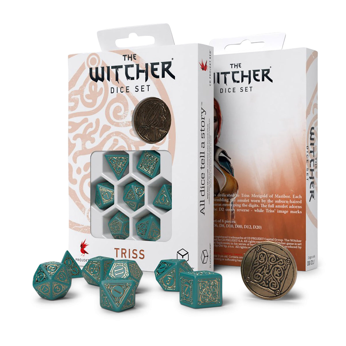 Immagine del prodotto Witcher - Triss Bellissima Guaritrice Set di Dadi RPG 7 pezzi con Moneta da Collezione